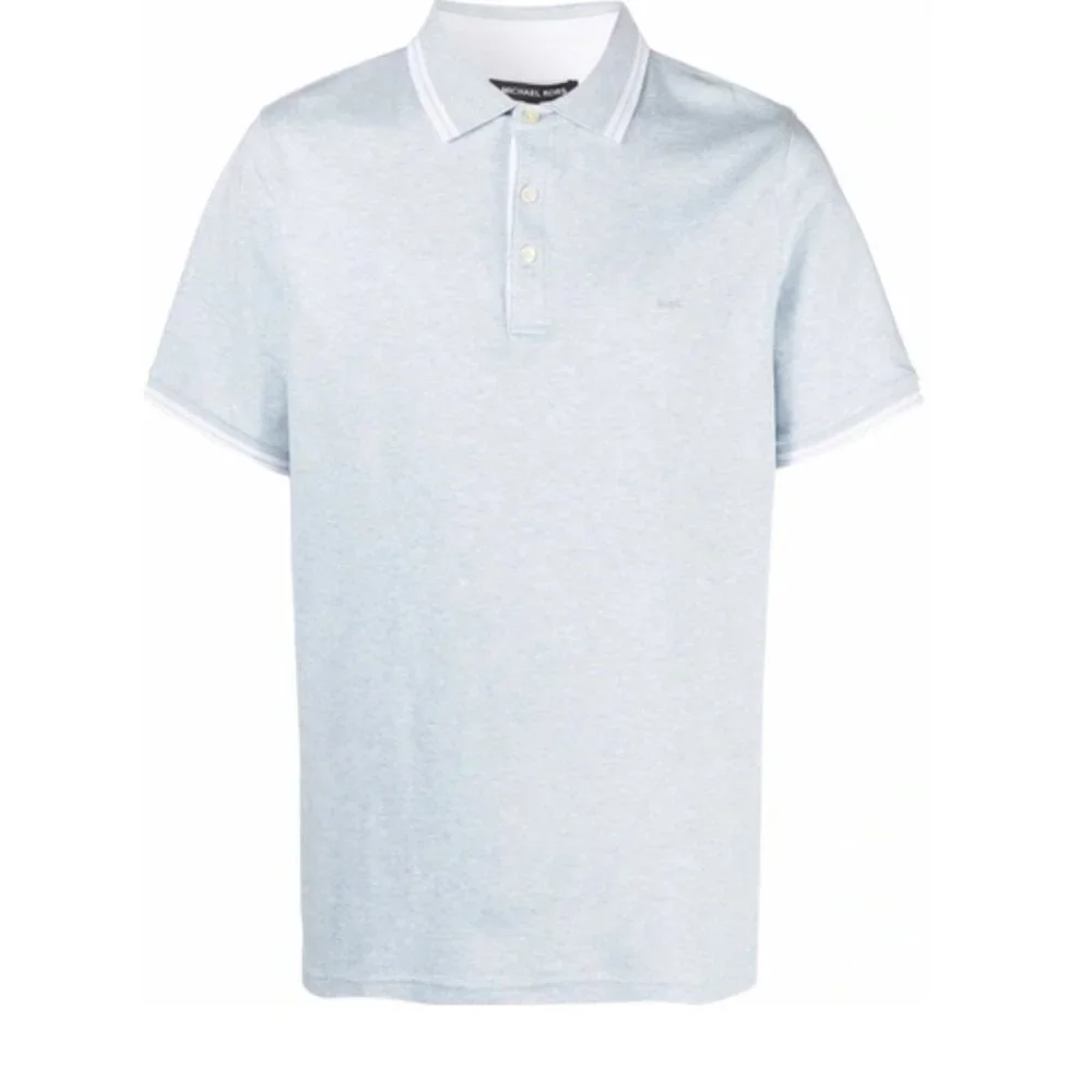 MICHAEL KORS Men's Tipped Texture Modern Fit Polo Shirt Size S In Dusty Sky - Picture 1 of 7